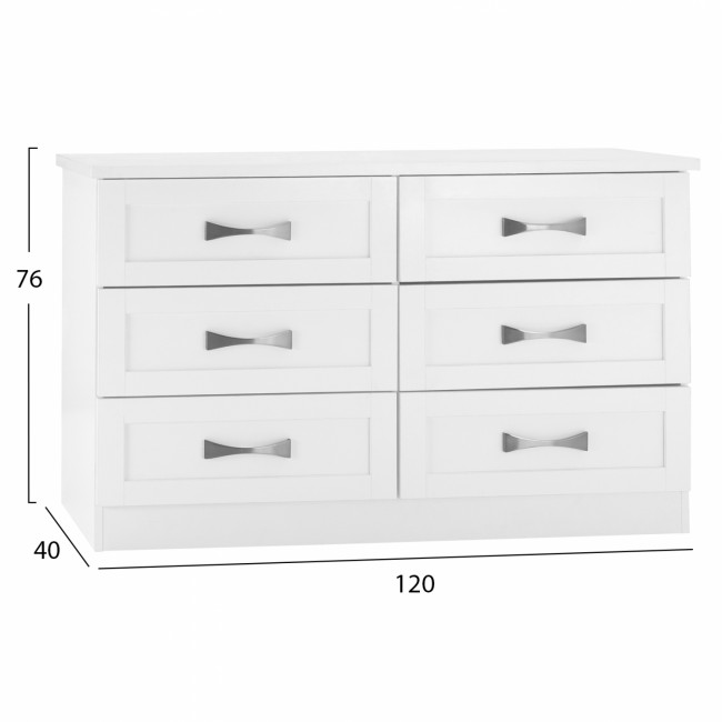 Συρταριέρα-τουαλέτα "MILANI" με 6 συρτάρια σε λευκό χρώμα 120x40x76