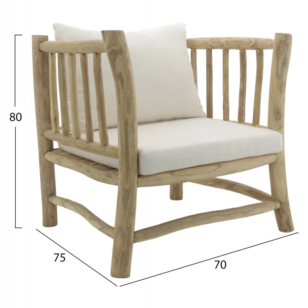 Σετ εξωτερικού χώρου 4τμχ από ξύλο σε φυσικό χρώμα 184x75x80