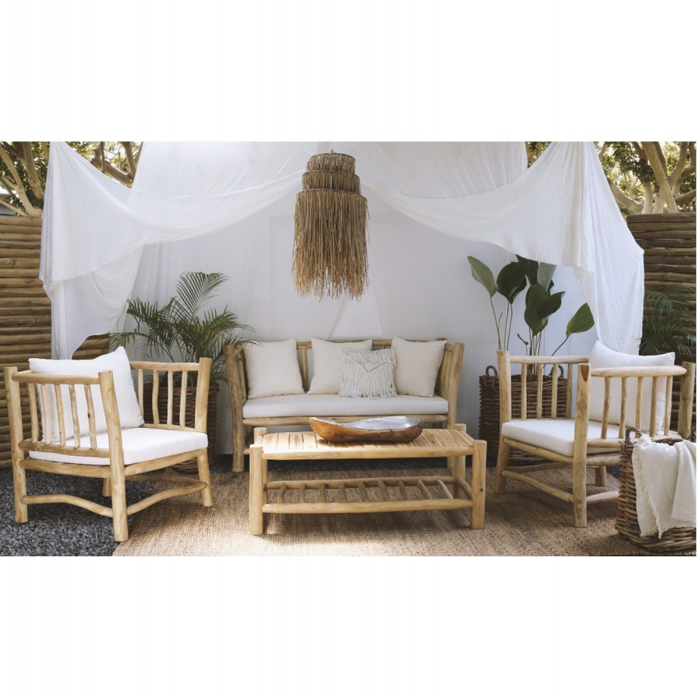 Σετ εξωτερικού χώρου 4τμχ από ξύλο σε φυσικό χρώμα 184x75x80