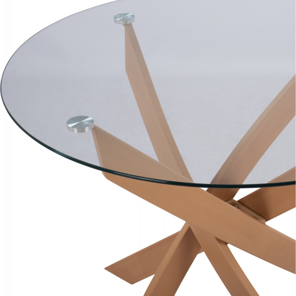 Τραπέζι "JADA" από γυαλί-μέταλλο σε χρώμα φυσικό Φ120x75