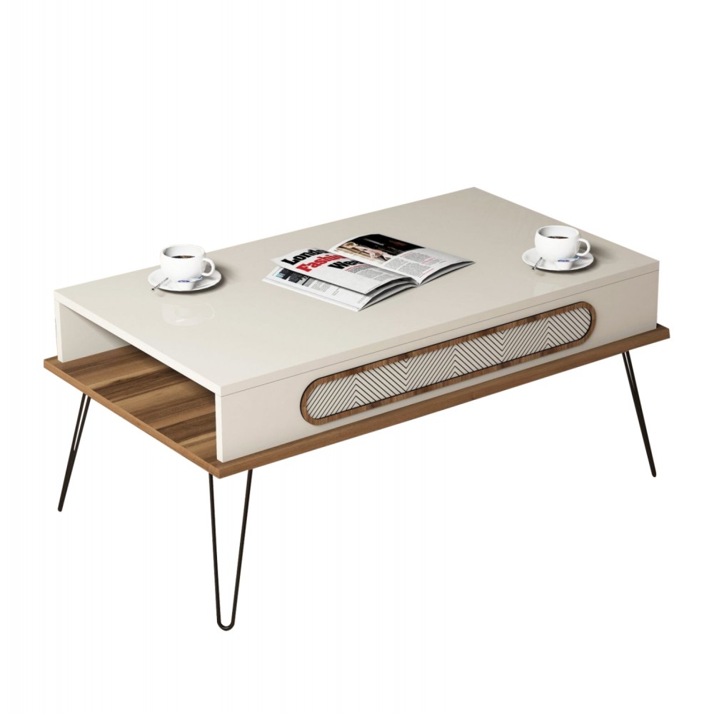 Τραπέζι σαλονιού σε χρώμα εκρού 105x56x45.8