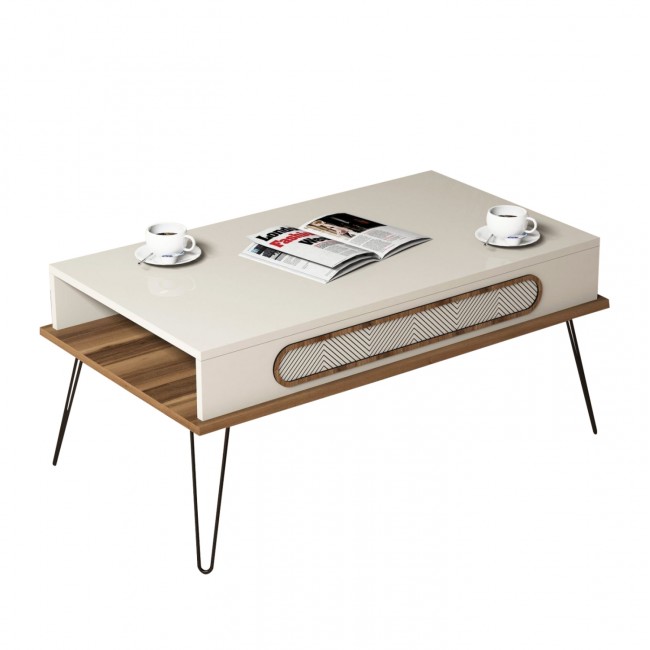 Τραπέζι σαλονιού σε χρώμα εκρού 105x56x45.8