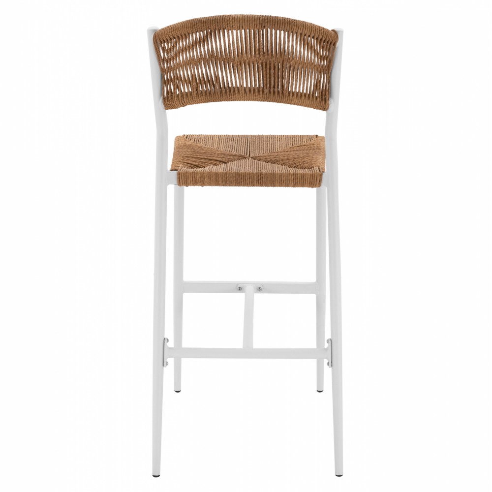 Σκαμπώ μπαρ από αλουμίνιο/σχοινί σε λευκό/μπεζ χρώμα 45.5x56x111