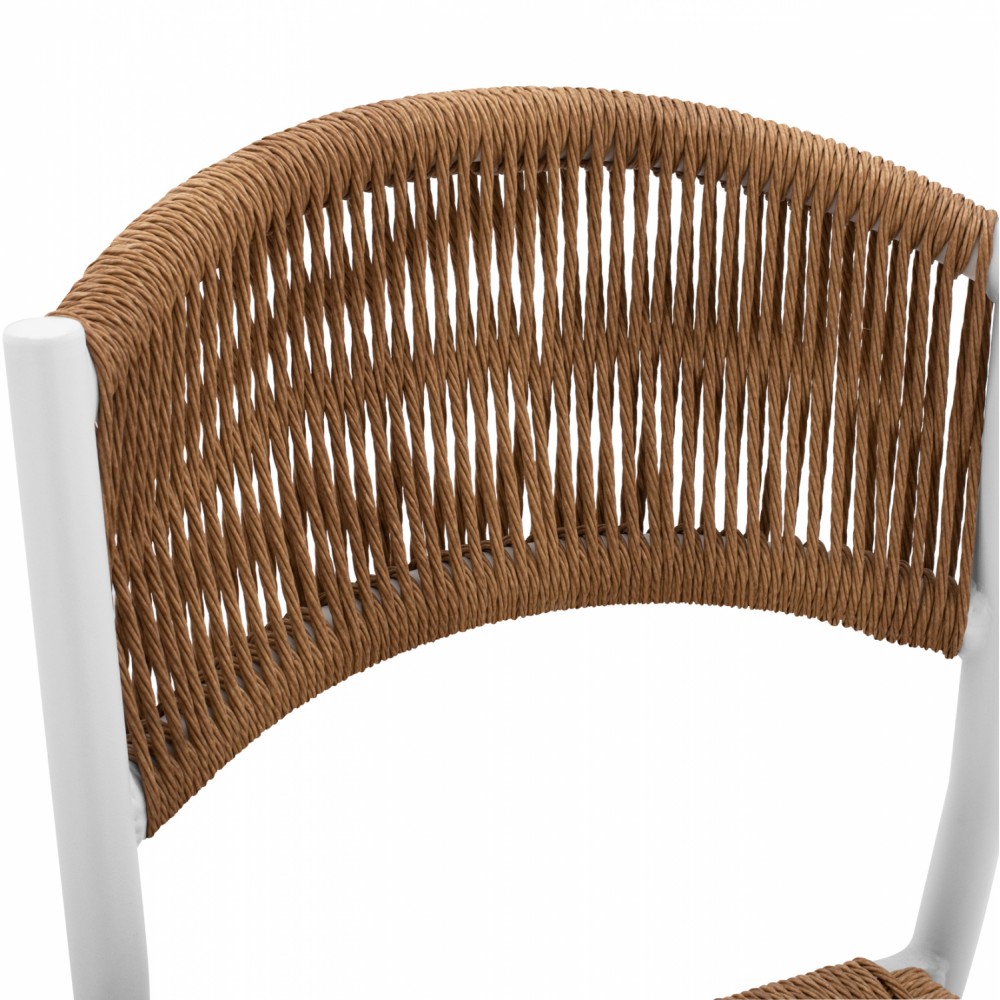 Σκαμπώ μπαρ από αλουμίνιο/σχοινί σε λευκό/μπεζ χρώμα 45.5x56x111