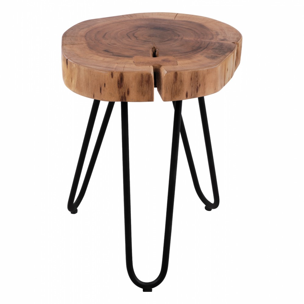 Τραπέζι-σκαμπώ "OSLO" βοηθητικό από ξύλο-μέταλλο σε χρώμα φυσικό-μαύρο Φ35x42