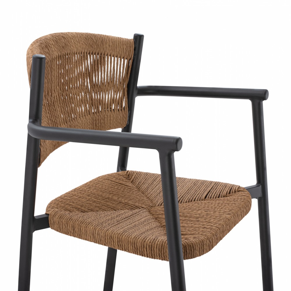 Σκαμπώ μπαρ από αλουμίνιο/σχοινί σε ανθρακί/μπεζ χρώμα 55.5x58x107