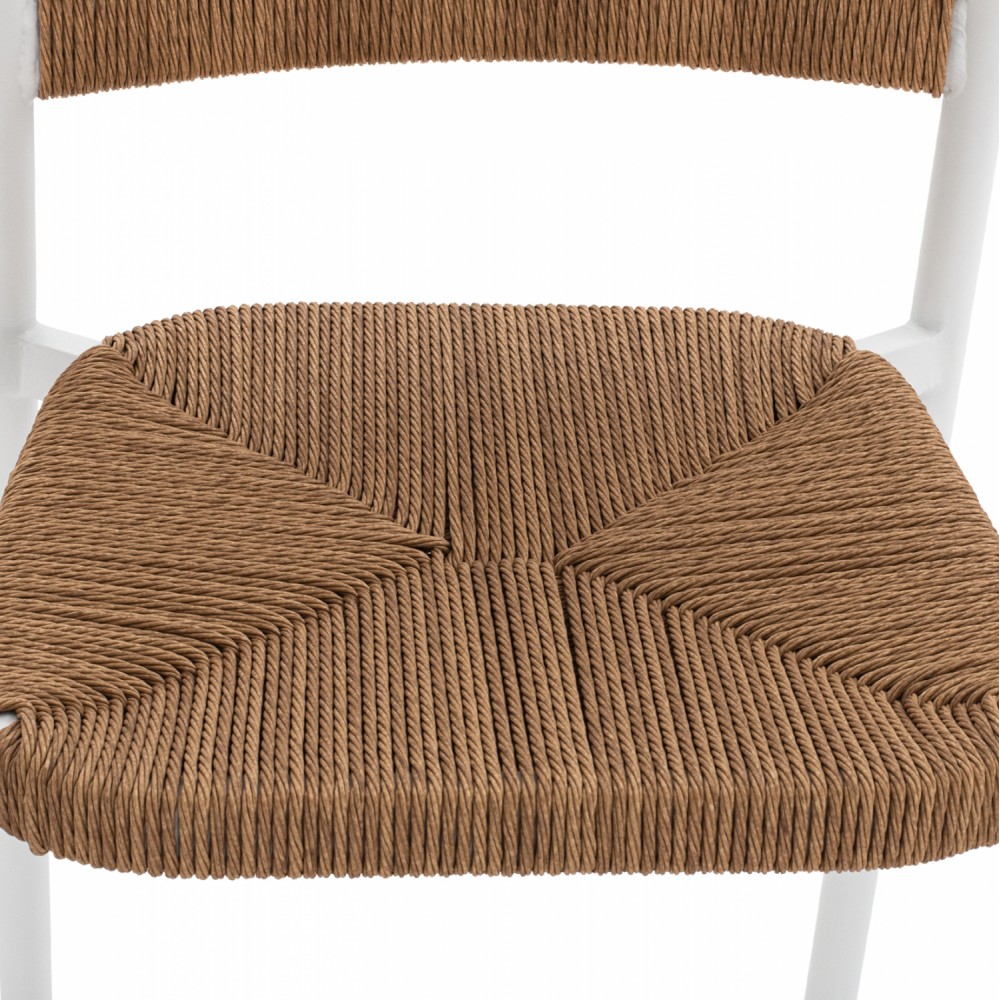 Σκαμπώ μπαρ από αλουμίνιο/σχοινί σε λευκό/μπεζ χρώμα 55.5x58x107