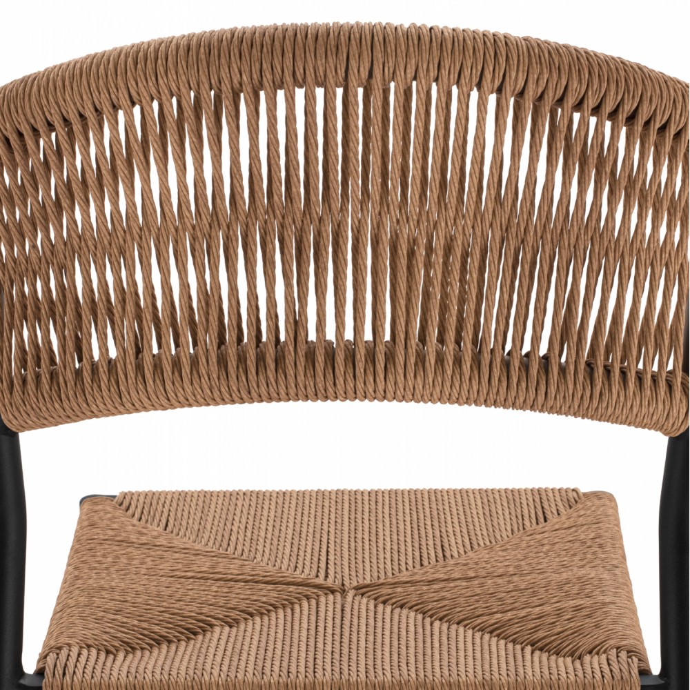 Σκαμπώ μπαρ από αλουμίνιο/σχοινί σε ανθρακί/μπεζ χρώμα 45.5x56x111