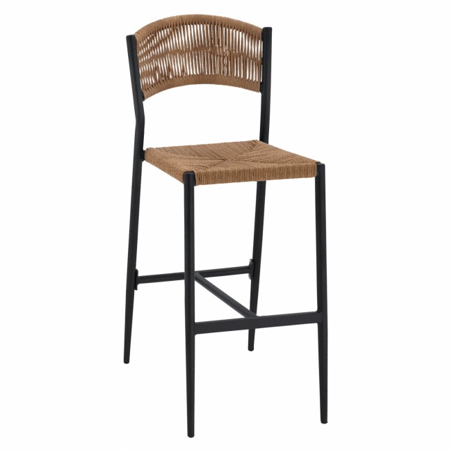 Σκαμπώ μπαρ από αλουμίνιο/σχοινί σε ανθρακί/μπεζ χρώμα 45.5x56x111