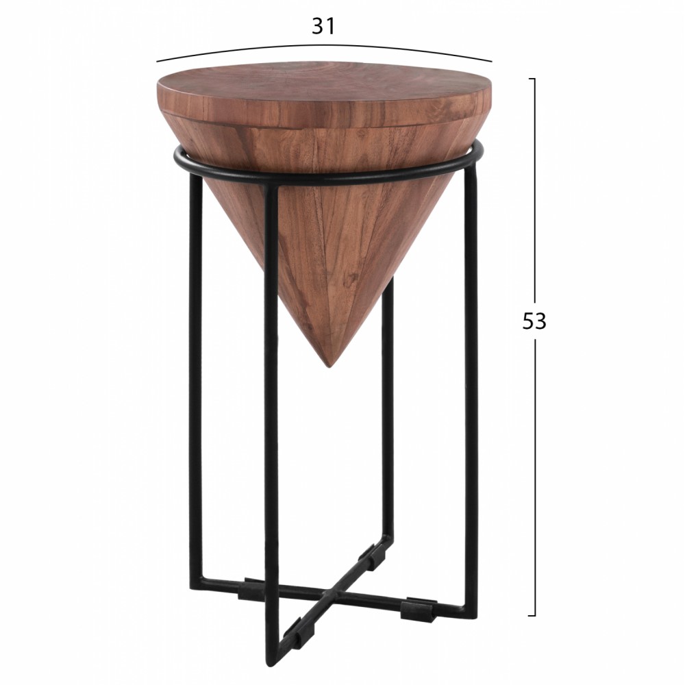 Τραπέζι βοηθητικό "ZELIE" από μασίφ ξύλο σε χρώμα φυσικό Φ31x53