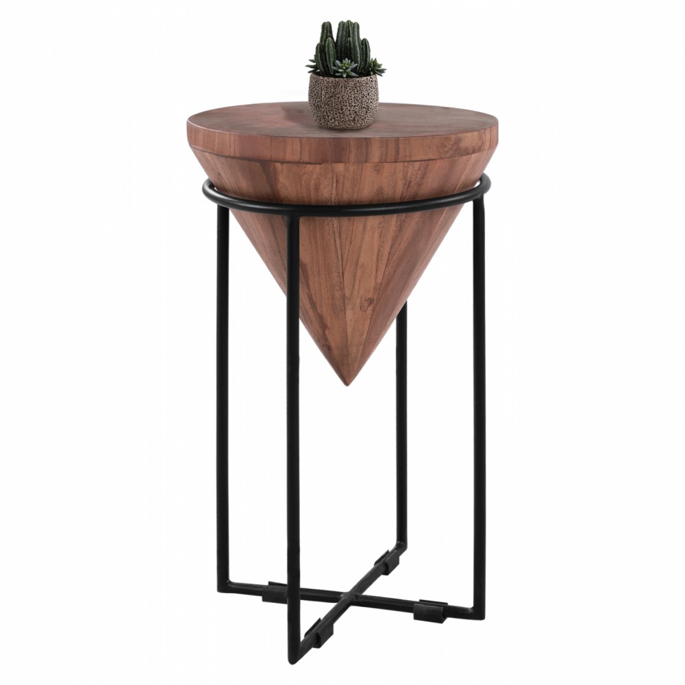 Τραπέζι βοηθητικό "ZELIE" από μασίφ ξύλο σε χρώμα φυσικό Φ31x53