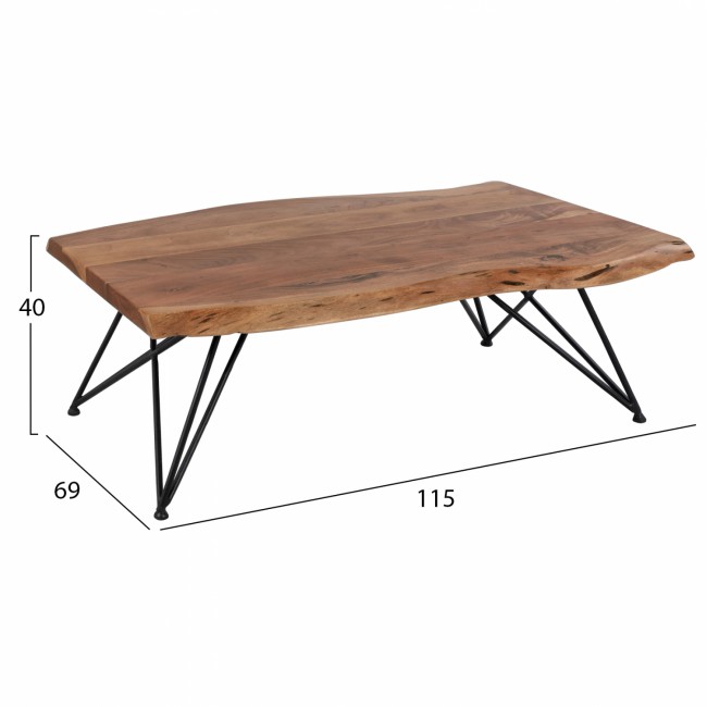 Τραπέζι σαλονιού "RIO" από ξύλο σε φυσικό χρώμα 115x69x40