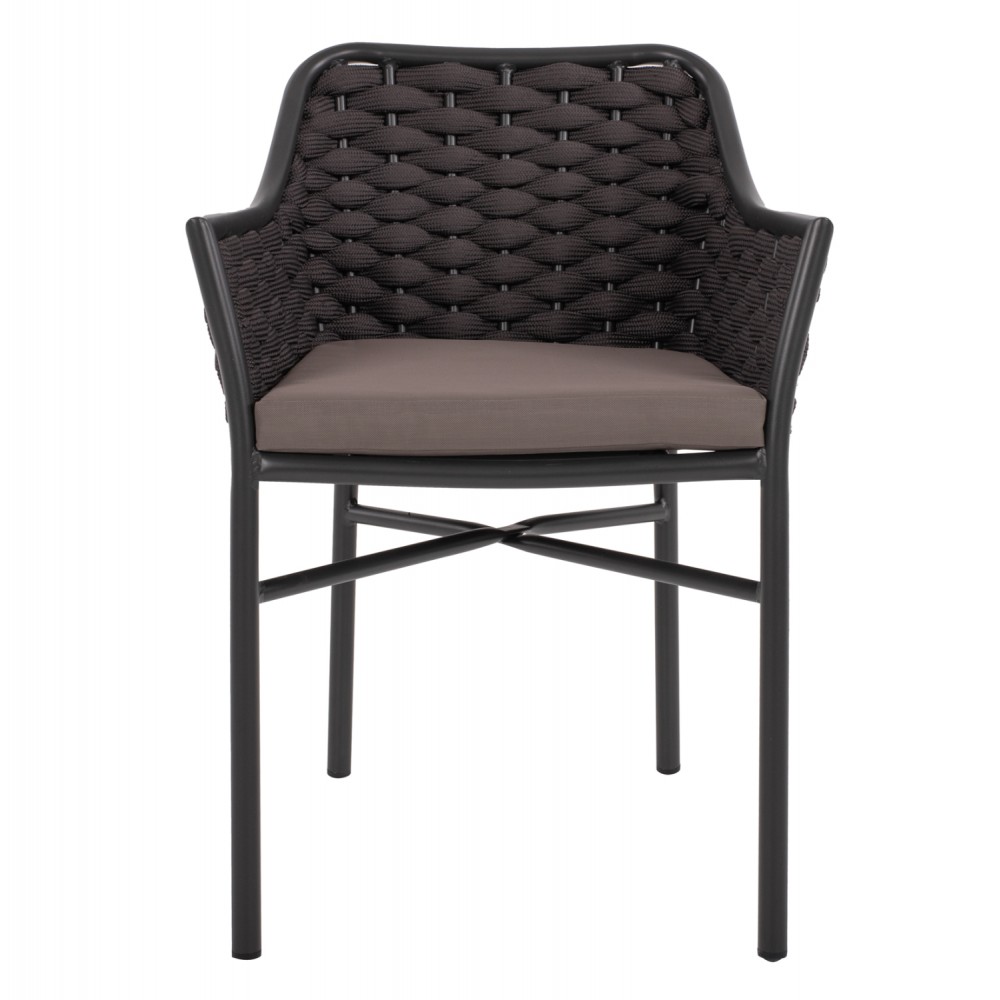 Πολυθρόνα από αλουμίνιο/σχοινί σε χρώμα γκρί 55x58x76