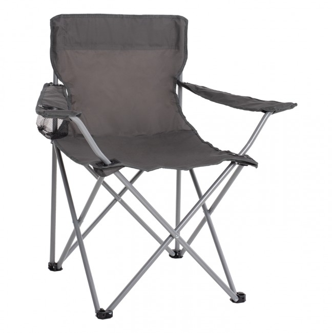 Πολυθρόνα camping πτυσσόμενη"FISHERMAN" από μέταλλο/ύφασμα σε μαύρο/γκρι χρώμα 77x48x81