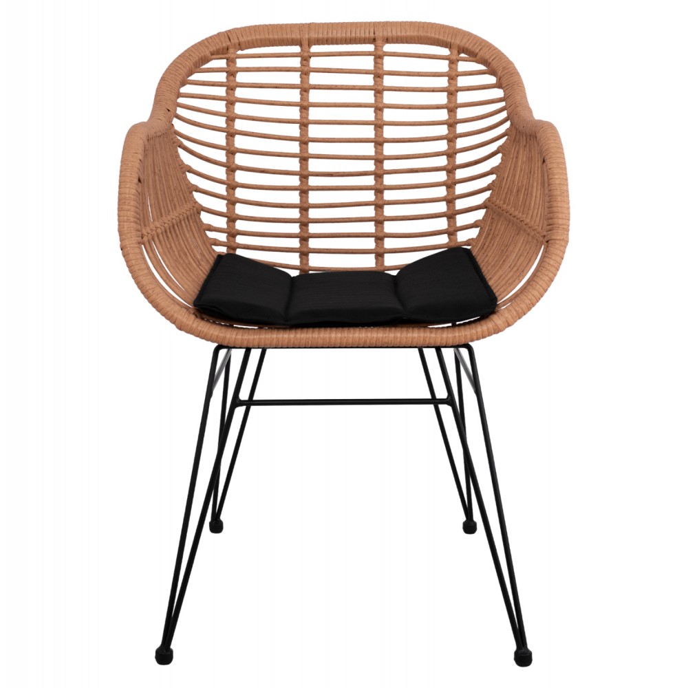 Πολυθρόνα "ALLEGRA" από μέταλλο/wicker σε χρώμα μπεζ 57.5x60x82