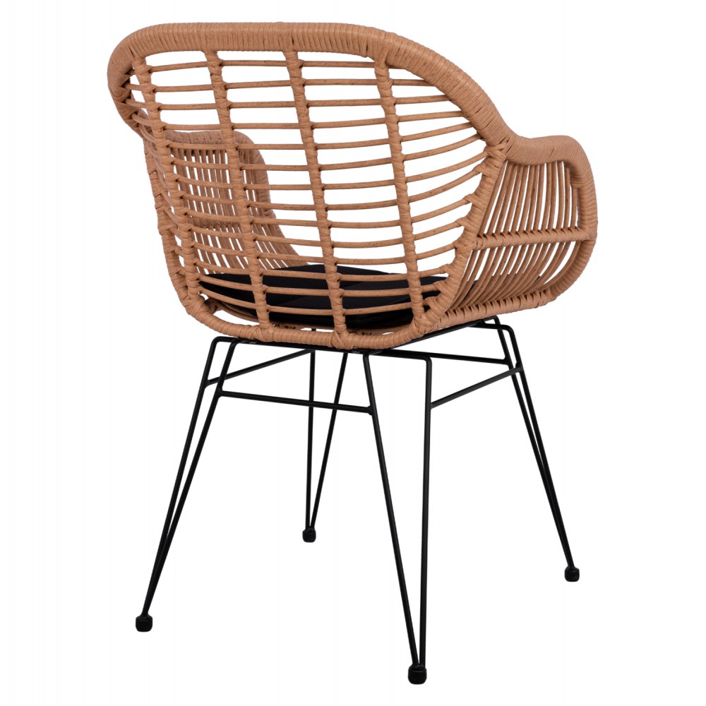 Πολυθρόνα "ALLEGRA" από μέταλλο/wicker σε χρώμα μπεζ 57.5x60x82