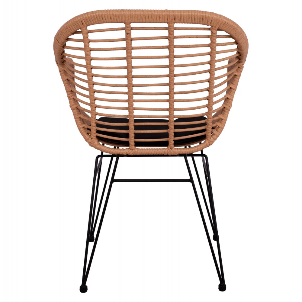 Πολυθρόνα "ALLEGRA" από μέταλλο/wicker σε χρώμα μπεζ 57.5x60x82