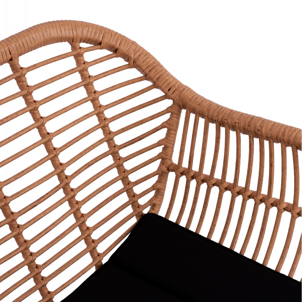 Πολυθρόνα "ALLEGRA" από μέταλλο/wicker σε χρώμα μπεζ 57.5x60x82