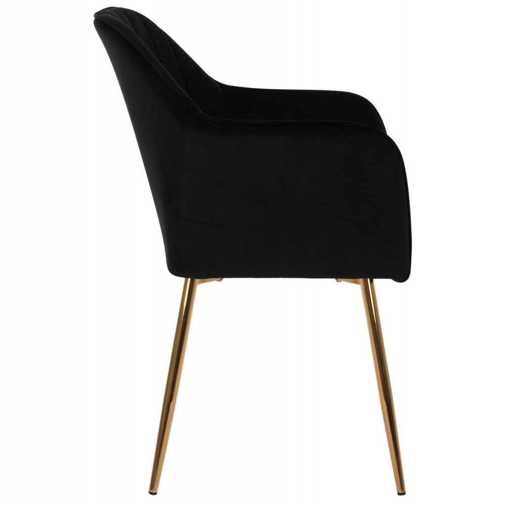 Πολυθρόνα "SAWYER" από βελούδο/μέταλλο σε μαύρο/χρυσό χρώμα 55Χ60Χ83