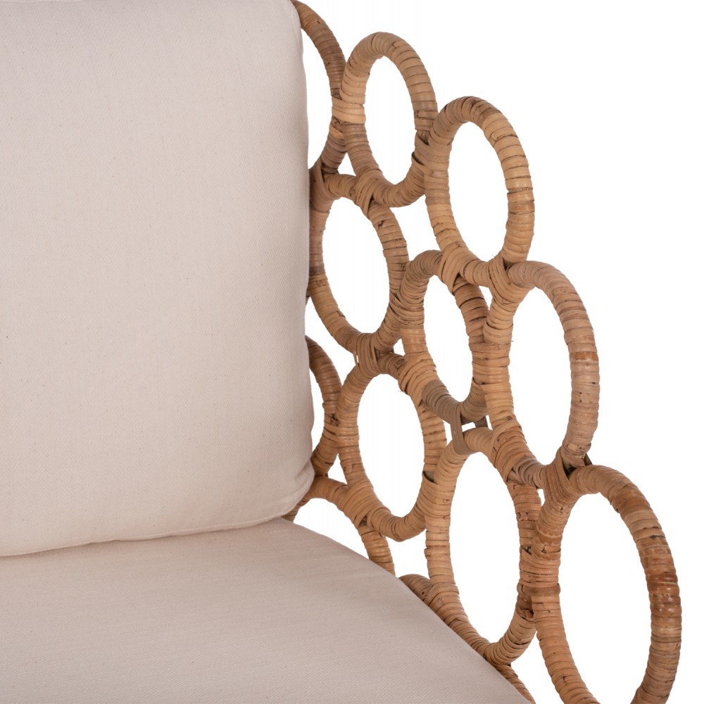 Πολυθρόνα από rattan/μέταλλο σε φυσικό/μαύρο χρώμα 65x69x86