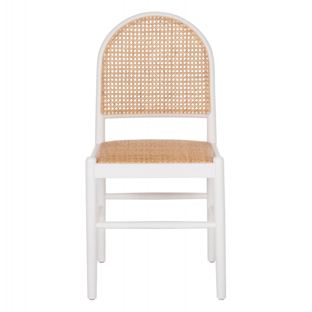 Καρέκλα από ξύλο/rattan σε λευκό/μπέζ χρώμα 43x50x87