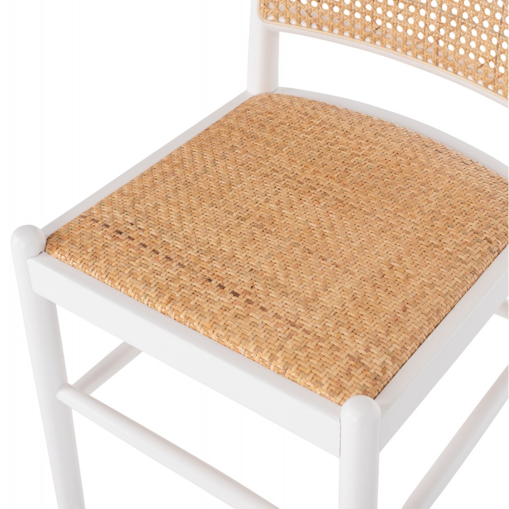 Καρέκλα από ξύλο/rattan σε λευκό/μπέζ χρώμα 43x50x87