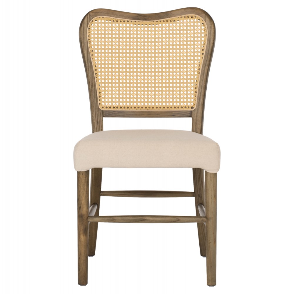 Καρέκλα "TOON" από ξύλο/ύφασμα σε καφέ/λευκό χρώμα 47x52x91,5