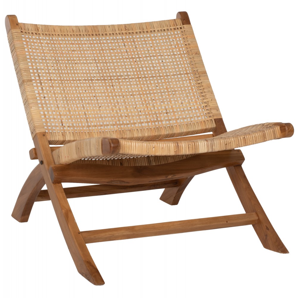 Καρέκλα από ξύλο/rattan σε καφέ/φυσικό χρώμα 66x77x67