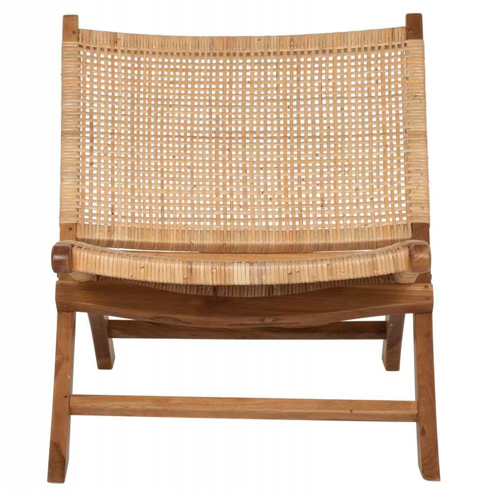 Καρέκλα από ξύλο/rattan σε καφέ/φυσικό χρώμα 66x77x67