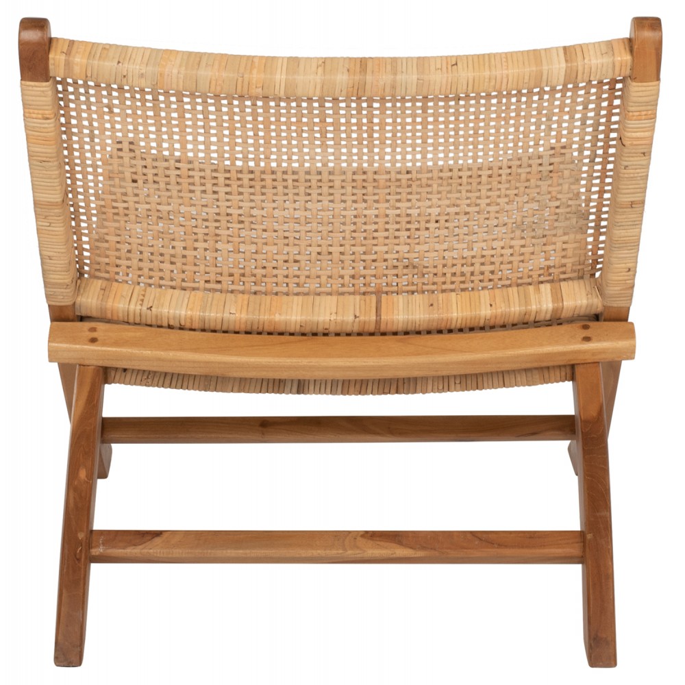 Καρέκλα από ξύλο/rattan σε καφέ/φυσικό χρώμα 66x77x67
