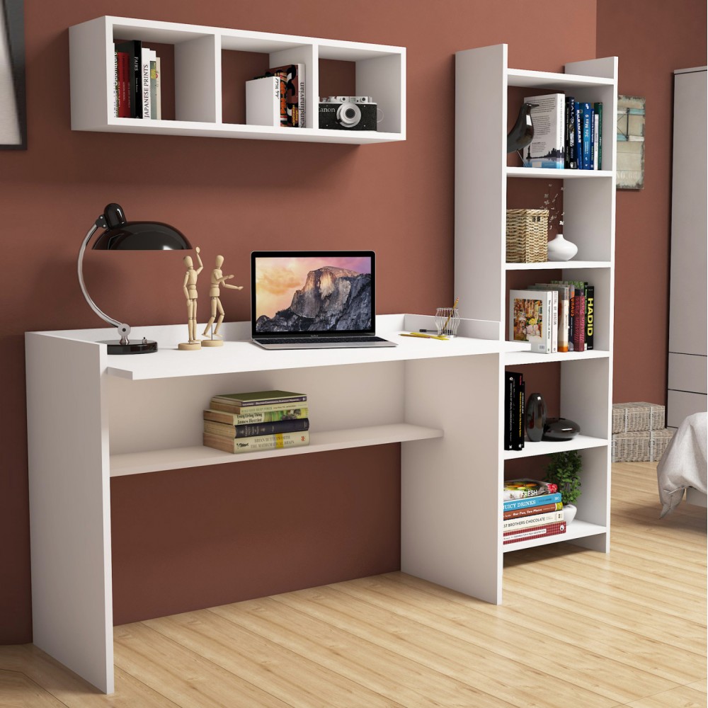 Σετ γραφείου 3τμχ σε χρώμα λευκό 118x58x80