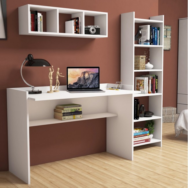 Σετ γραφείου 3τμχ σε χρώμα λευκό 118x58x80