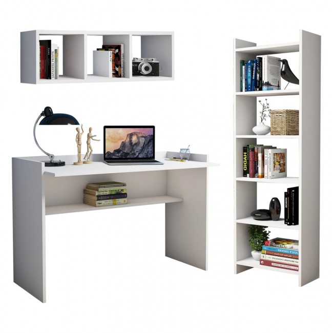 Σετ γραφείου 3τμχ σε χρώμα λευκό 118x58x80