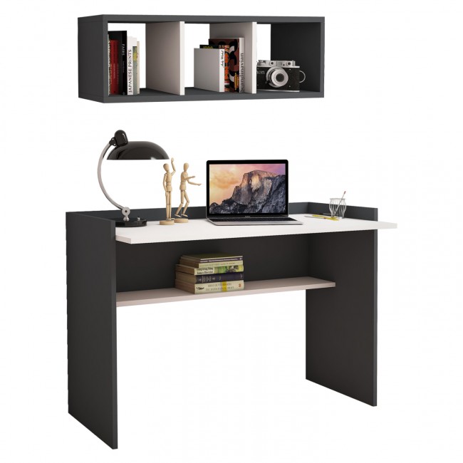 Σετ γραφείου 2τμχ σε χρώμα γκρι/λευκό 118x58x80