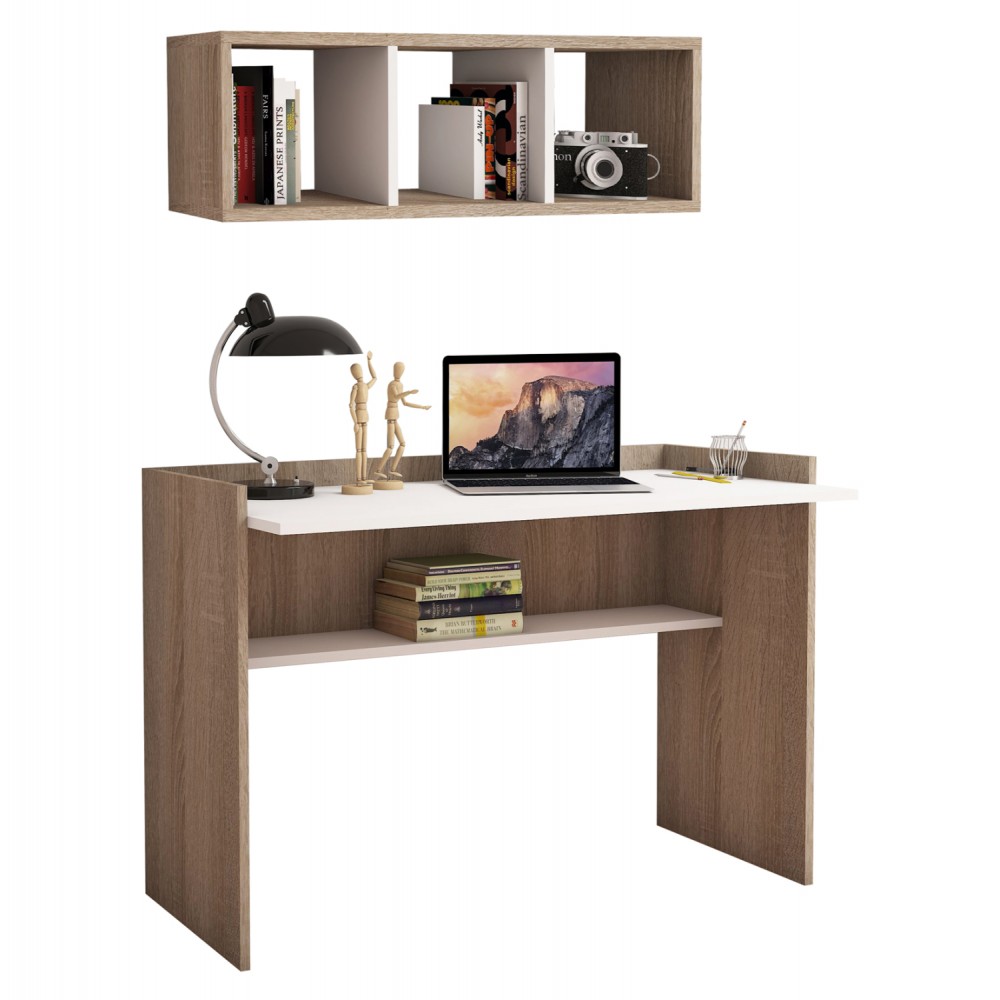 Σετ γραφείου 2τμχ σε χρώμα σονόμα/λευκό 118x58x80