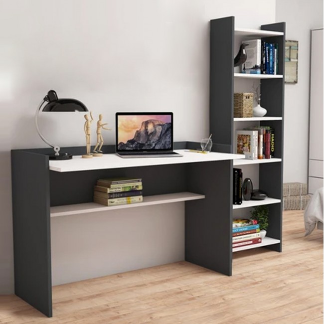 Σετ γραφείου 2τμχ σε χρώμα γκρι/λευκό 118x58x80