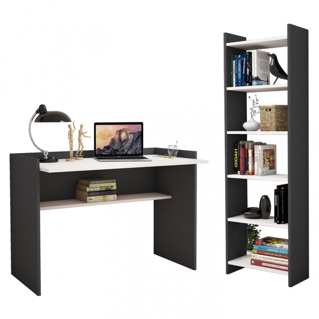 Σετ γραφείου 2τμχ σε χρώμα γκρι/λευκό 118x58x80