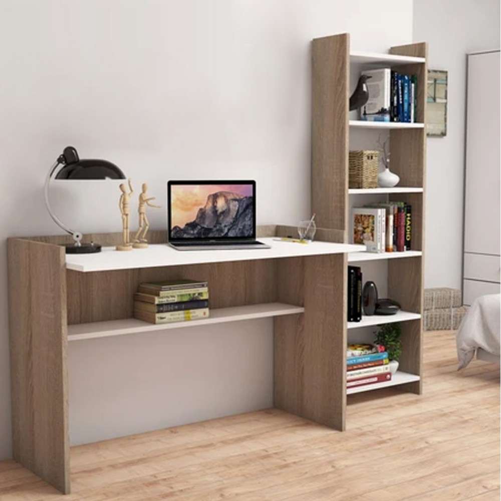 Σετ γραφείου 2τμχ σε χρώμα σονόμα/λευκό 118x58x80