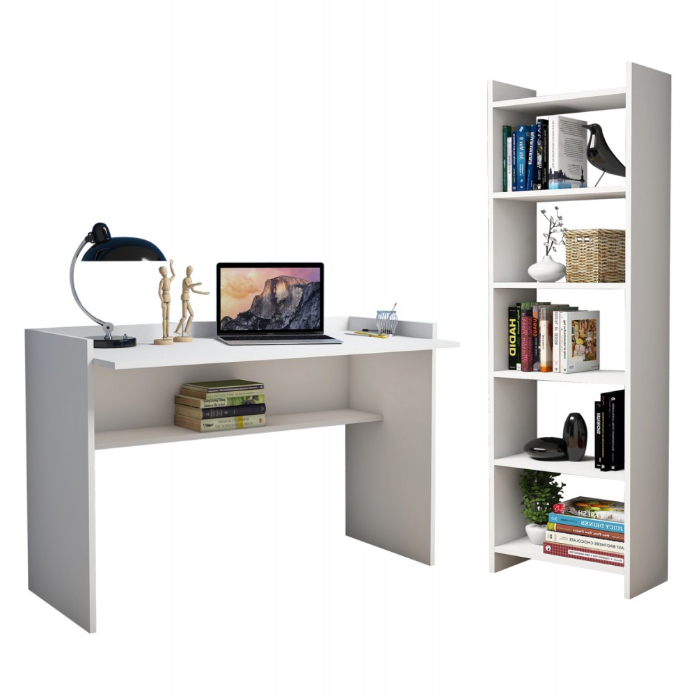 Σετ γραφείου 2τμχ σε χρώμα λευκό 118x58x80