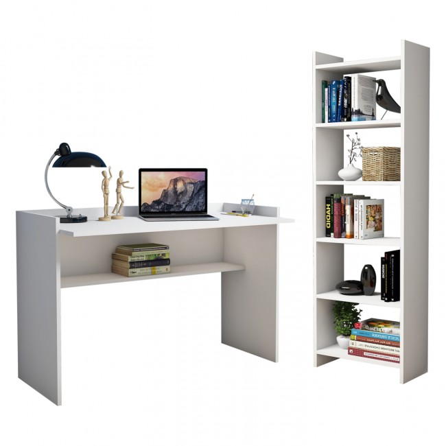 Σετ γραφείου 2τμχ σε χρώμα λευκό 118x58x80