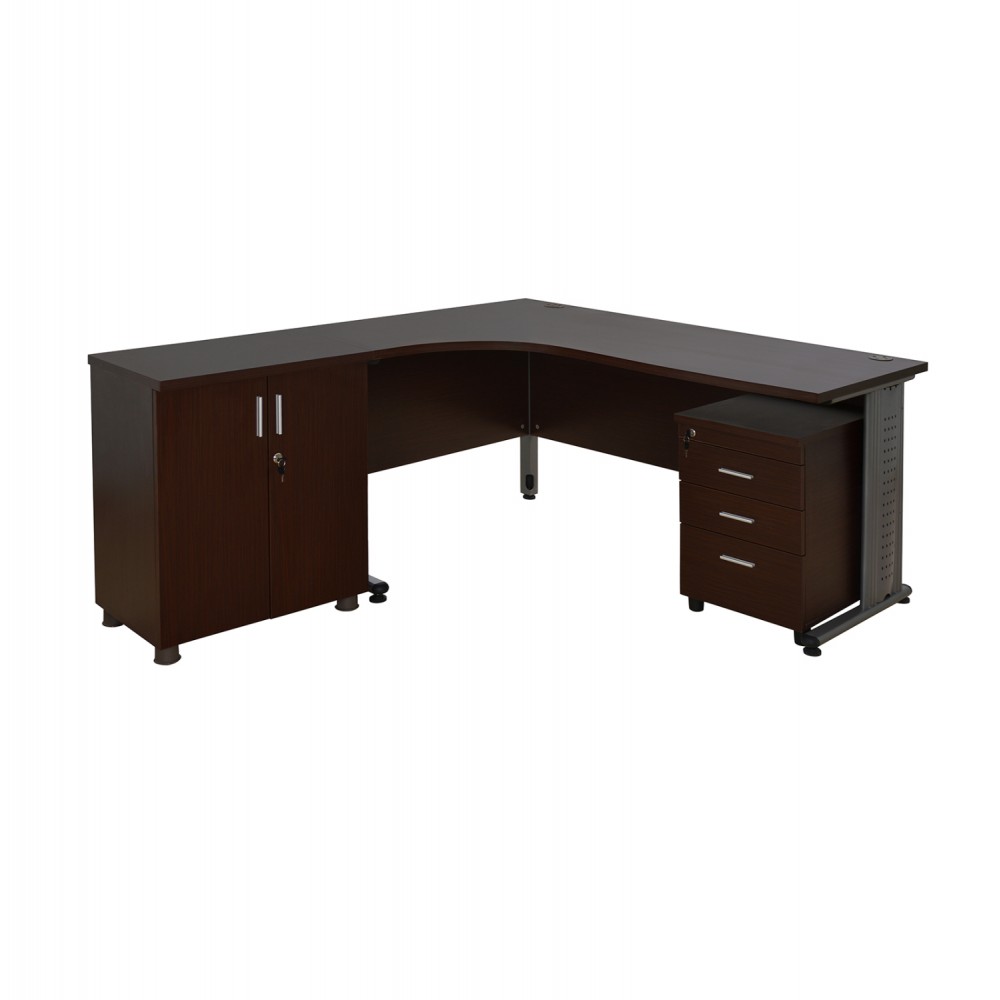 Σετ γραφείο επαγγελματικό αριστερή γωνία 3τμχ σε χρώμα βέγγε 160x72.5x75