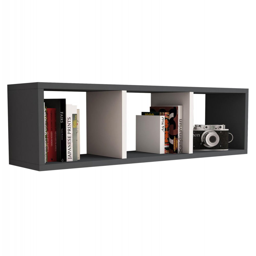 Ραφιέρα τοίχου σε χρώμα γκρι/λευκό 90x22x25.6