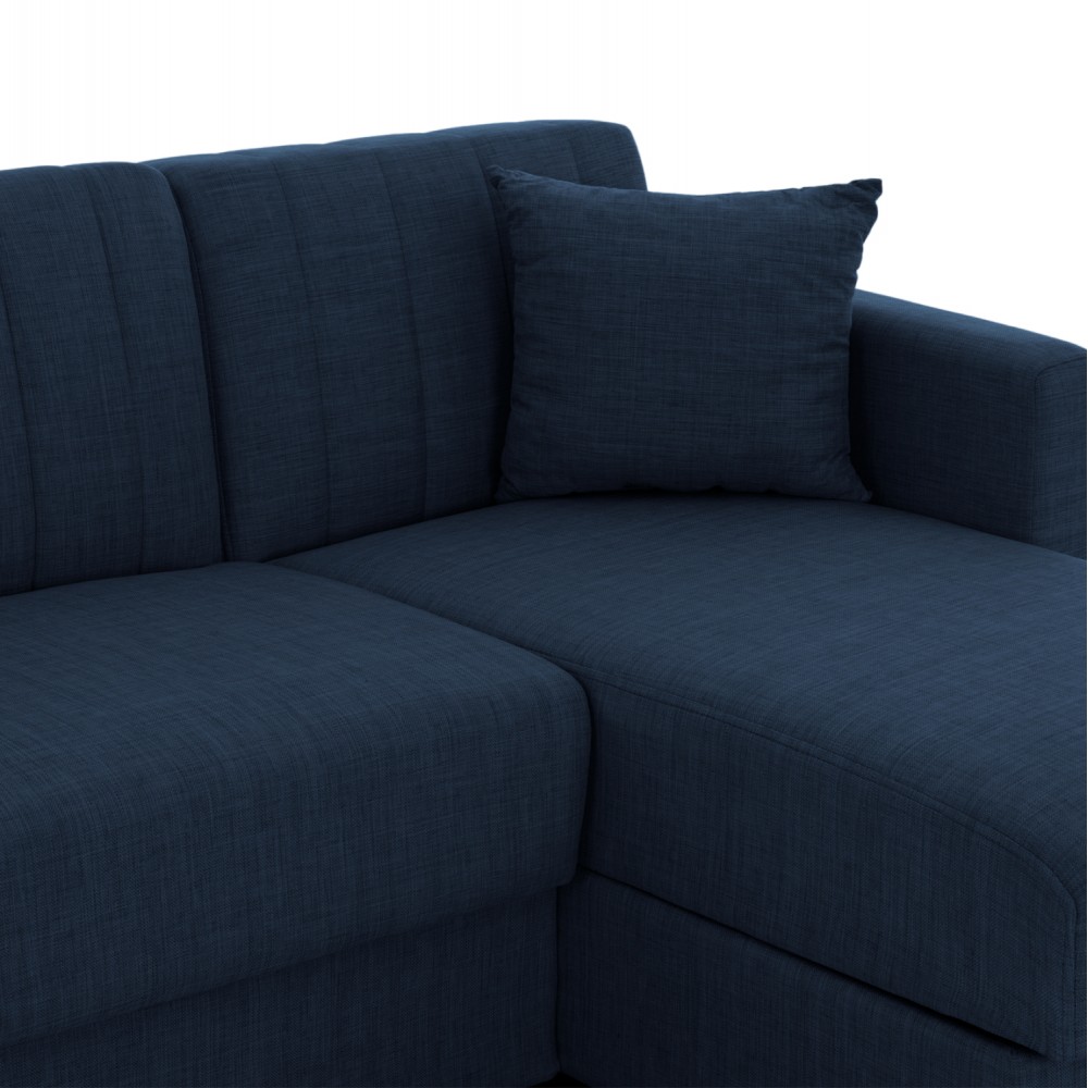 Καναπές-κρεβάτι "GHUFRAN" γωνία αναστρέψιμη από ξύλο/ύφασμα σε χρώμα μπλε 200x133x77