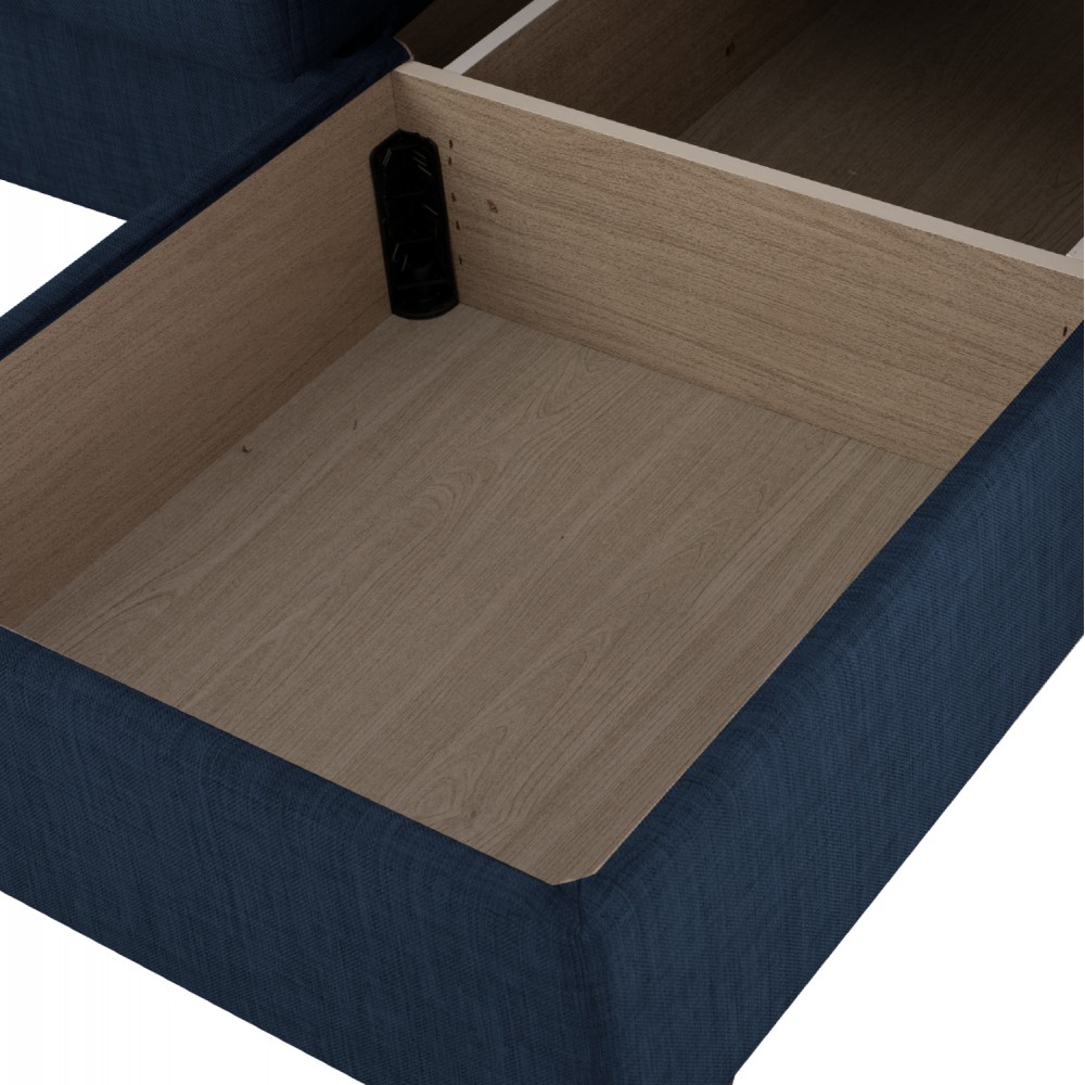 Καναπές-κρεβάτι "GHUFRAN" γωνία αναστρέψιμη από ξύλο/ύφασμα σε χρώμα μπλε 200x133x77