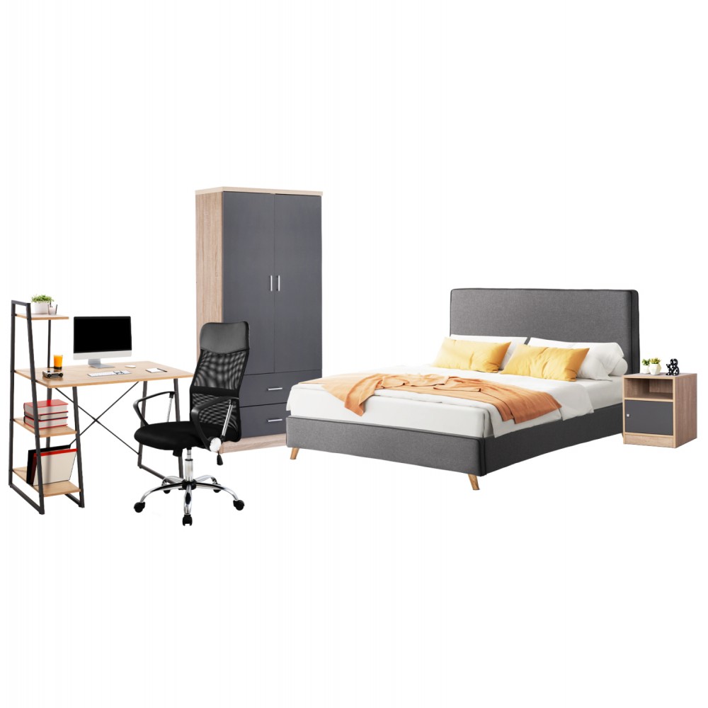 Σετ φοιτητικό πακέτο 5τμχ απο ύφασμα σε χρώμα γκρι/σονόμα 172x214x112