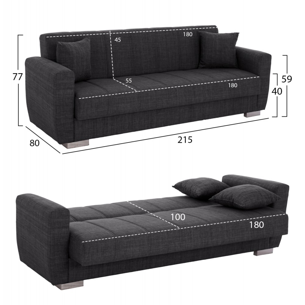 Σετ φοιτητικό πακέτο 5τμχ απο ύφασμα σε χρώμα γκρι/σονόμα/λευκό 119x196x92,5