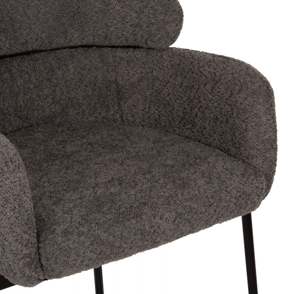 Σκαμπό μπαρ "WOLF" από ύφασμα/μέταλλο σε χρώμα γκρι/μαύρο 56x56x96