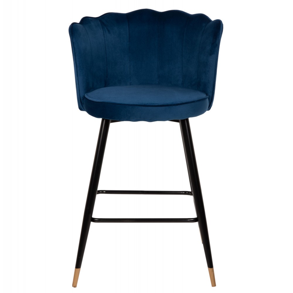 Σκαμπό μπαρ "VESNA"απο βελούδο/μέταλλο σε χρώμα μπλέ/μαύρο 50x50x90