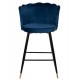 Σκαμπό μπαρ "VESNA"απο βελούδο/μέταλλο σε χρώμα μπλέ/μαύρο 50x50x90