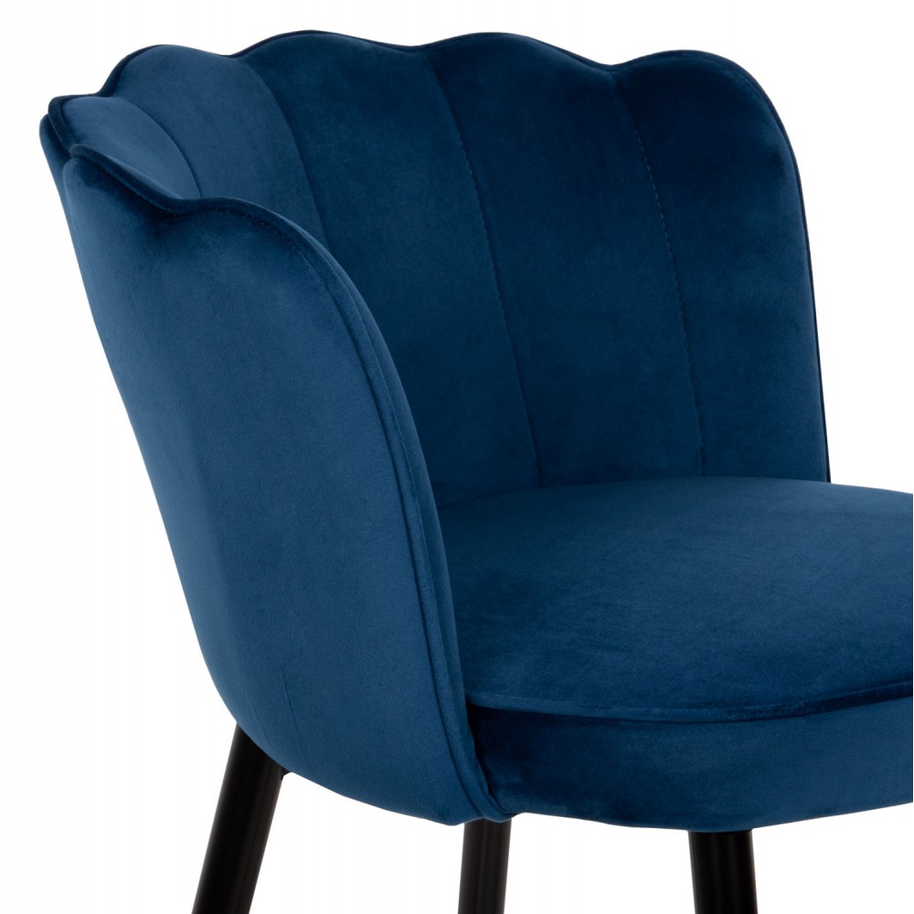 Σκαμπό μπαρ "VESNA"απο βελούδο/μέταλλο σε χρώμα μπλέ/μαύρο 50x50x90